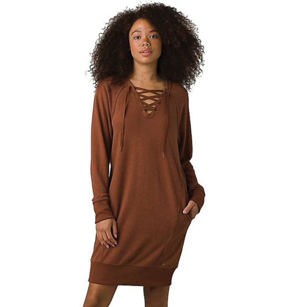 prAna Womens Cozy Up Terry Dress Small Roux Heather Orange NWT
